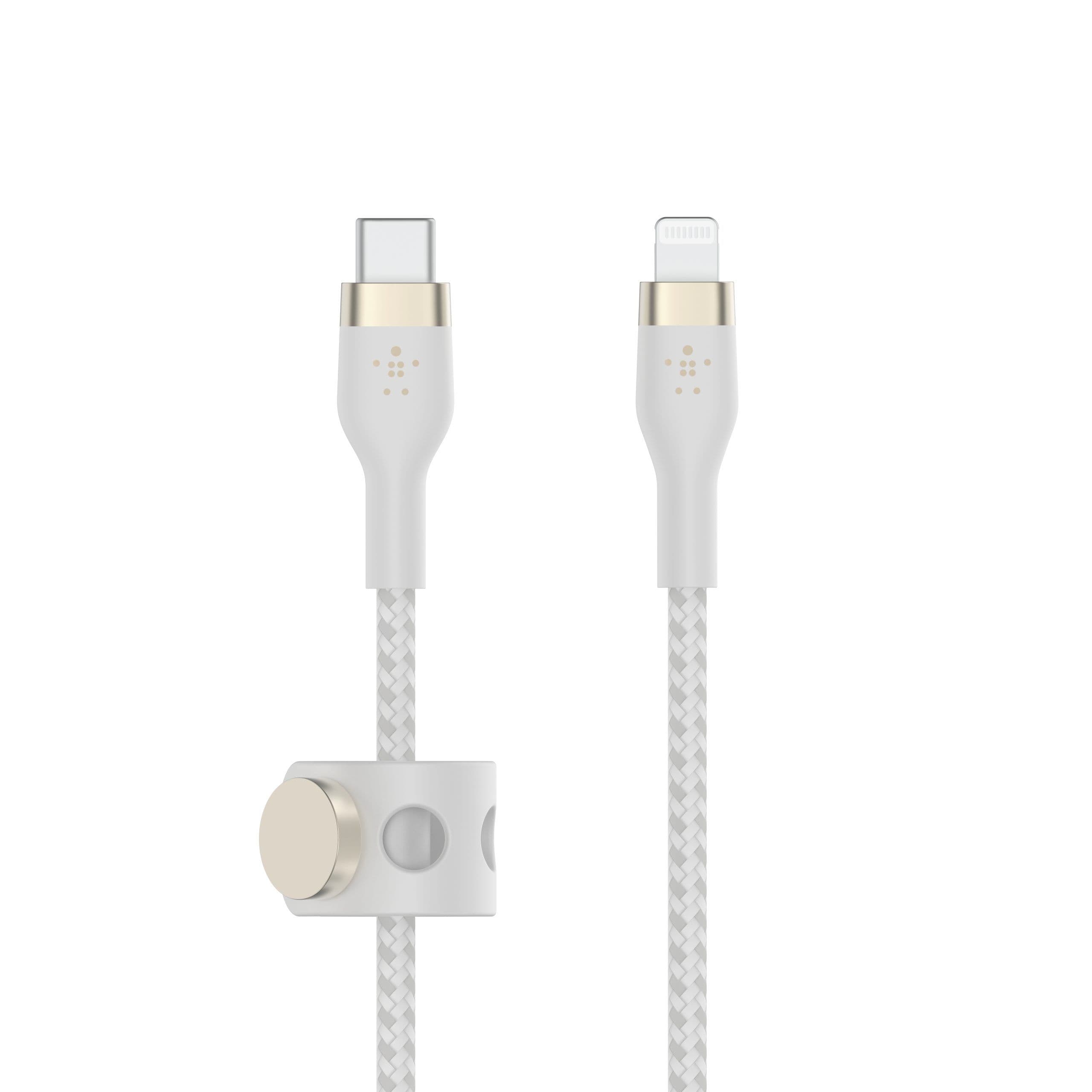 Belkin BOOST CHARGE PRO Flex USB-C to LTG, Braided Silicone Cable - 1M - White