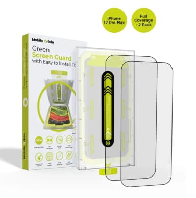 Mobile Origin Screen Guard with easy applicator, full coverage, 2 pack - iPhone 2025 Pro Max
