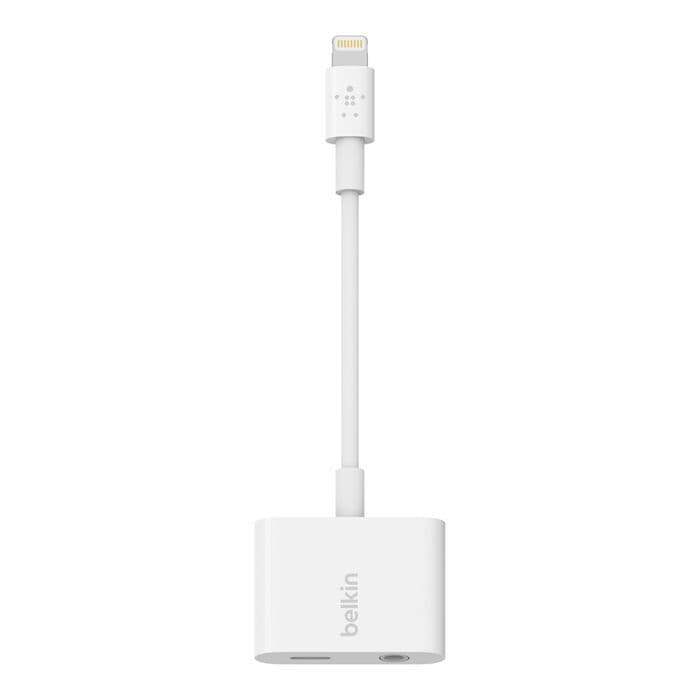 Adapter:Belkin 3.5 MM Audio + Charge Rockstar 4 - White