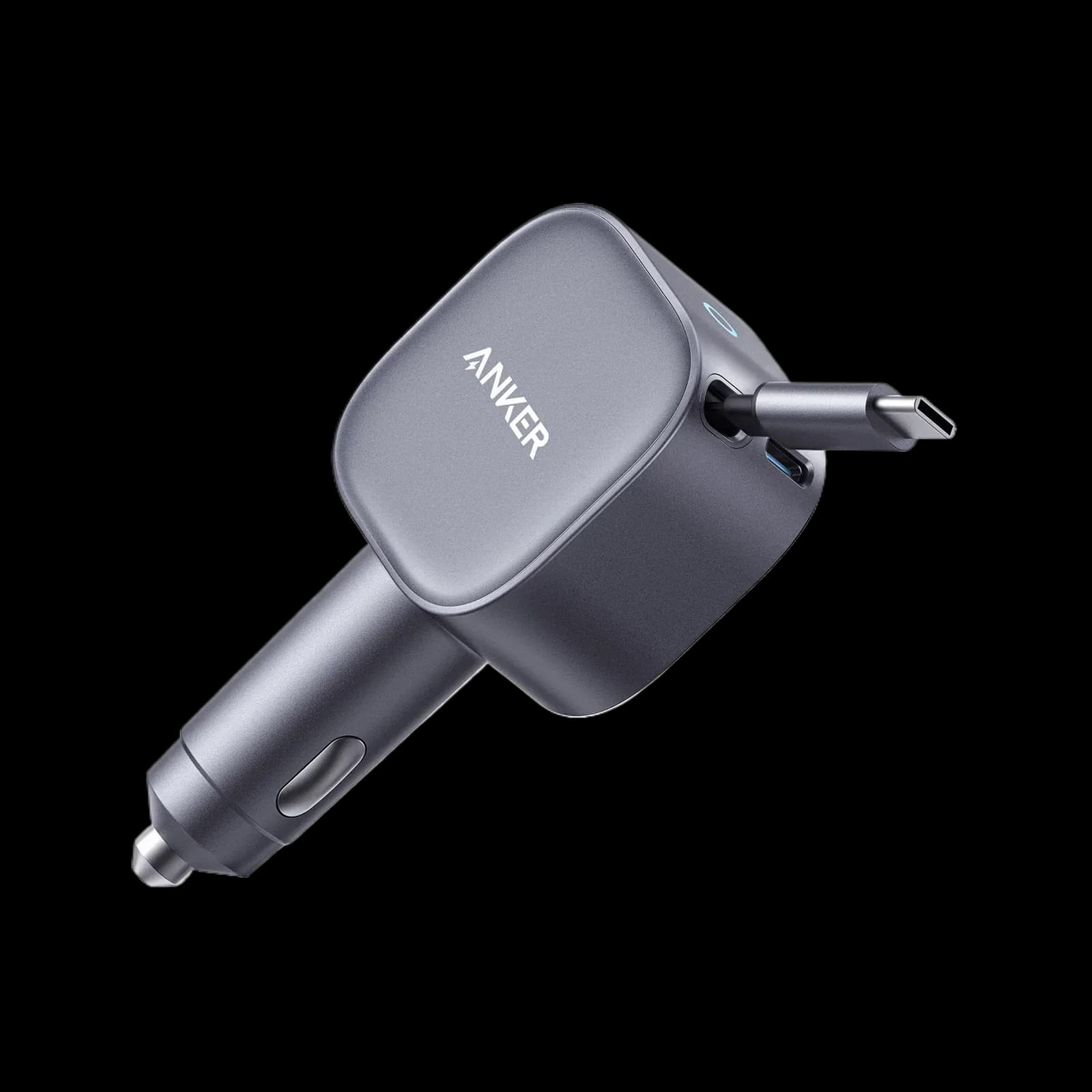 Anker Nano Car Charger (75W, USB-C Port, Built-In Retractable USB-C Cable)